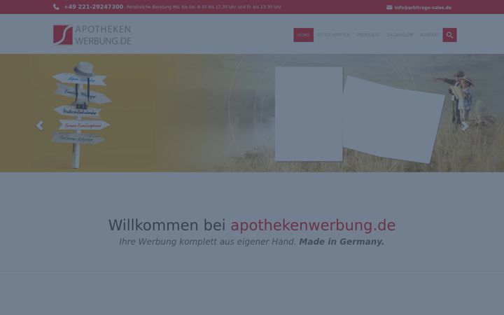 Capture d'écran de apothekenwerbung.de