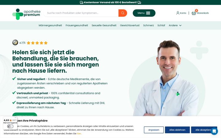 Screenshot stránky apothekepremium.de