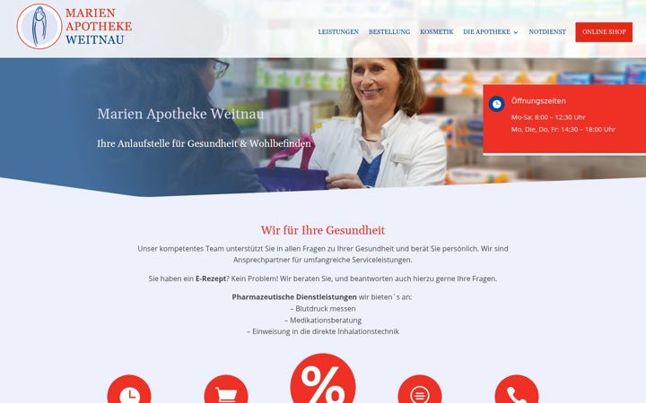 Snímek obrazovky apothekeweitnau.de