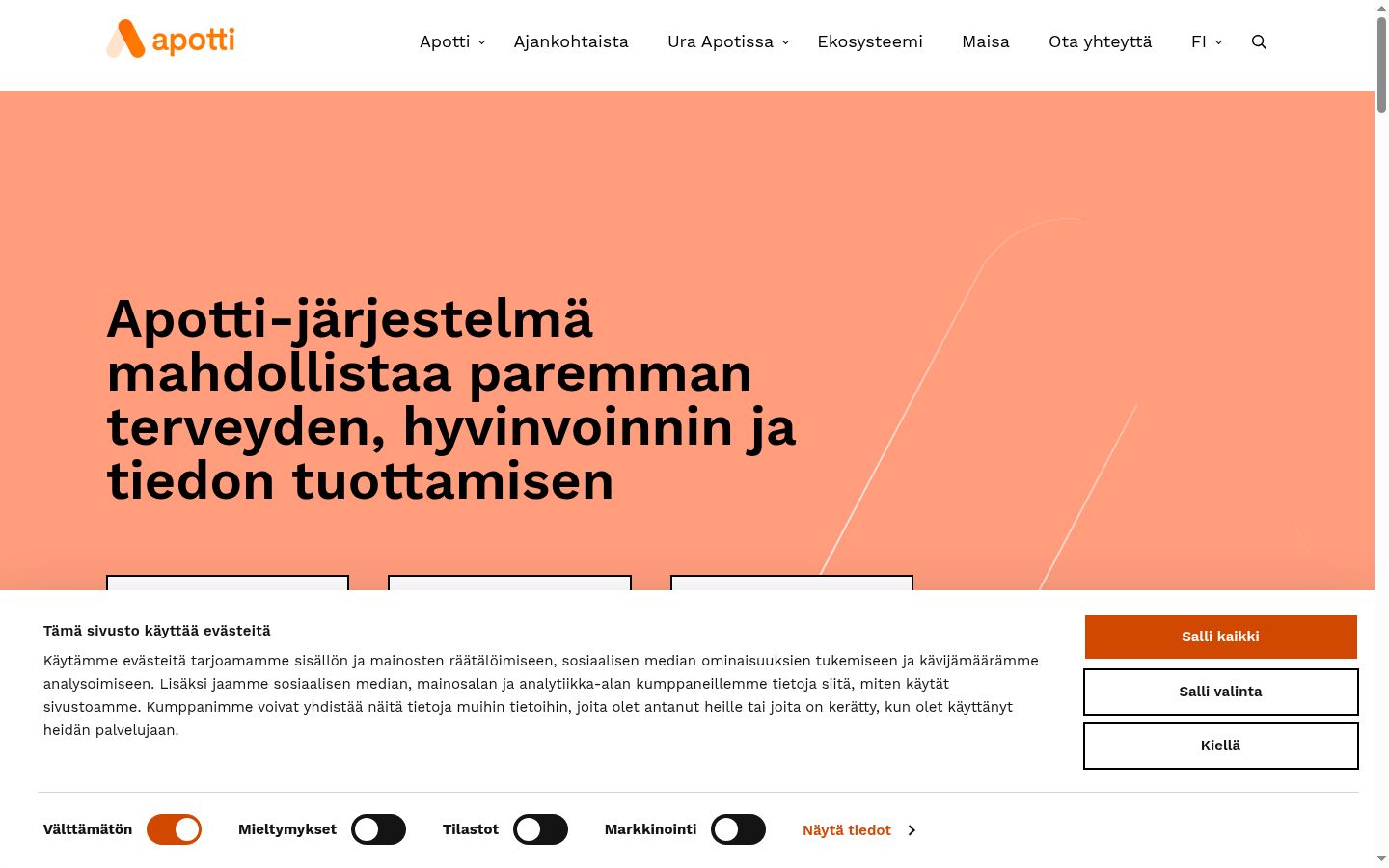 Screenshot del banner di consenso mostrato prima di qualsiasi interazione