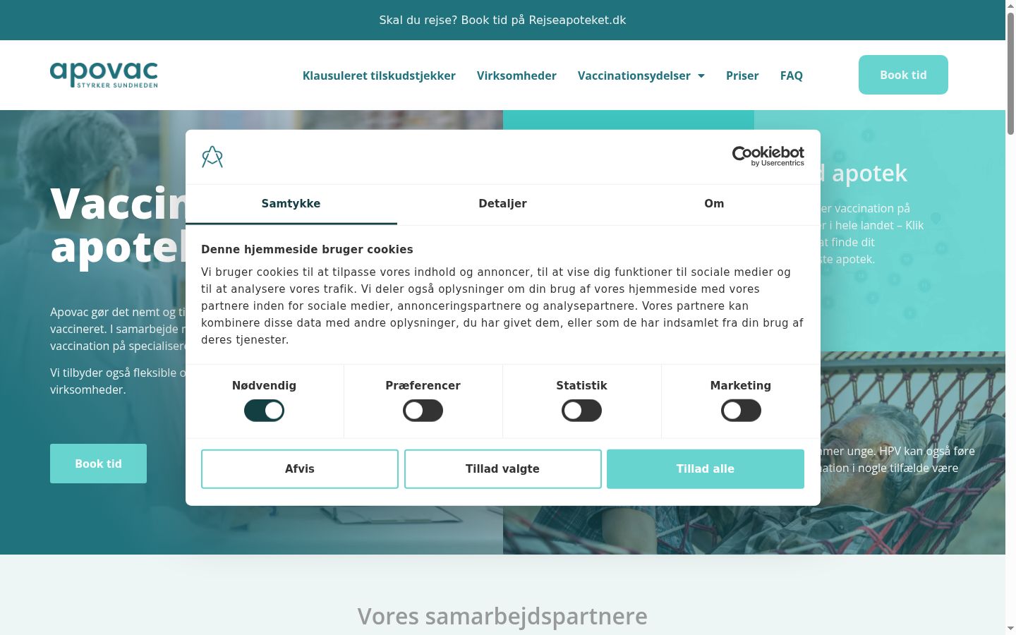 Screenshot des Einwilligungsbanners vor jeglicher Interaktion
