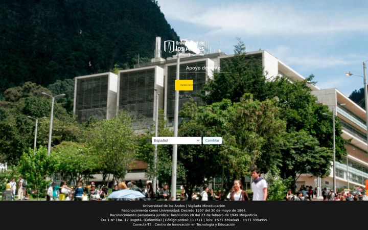 Screenshot of apoyodocente.uniandes.edu.co