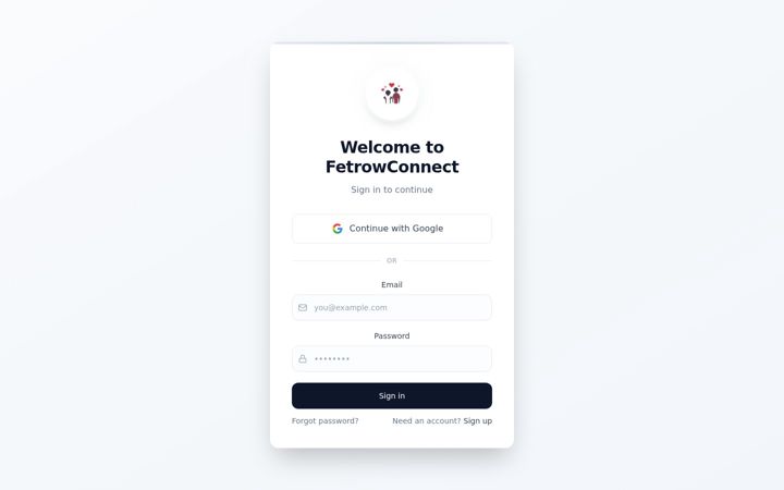 Screenshot von app--fetrow-connect-d980d3fb.base44.app