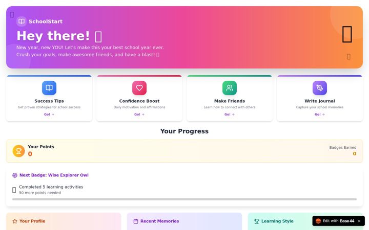 Zrzut ekranu app--school-start-46722021.base44.app