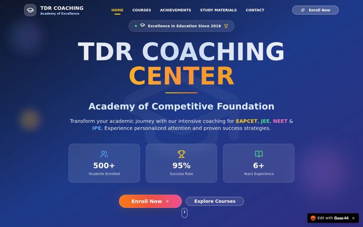 Zrzut ekranu app--tdr-coaching-center-2d25bd49.base44.app