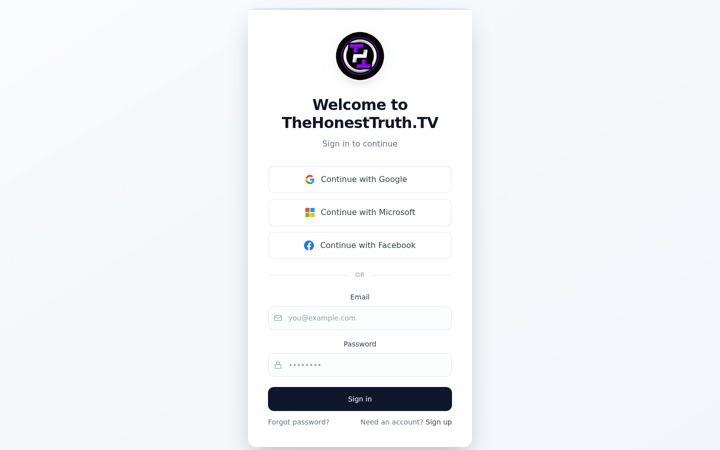 Screenshot of app--the-honest-truthtv-965b4be5.base44.app