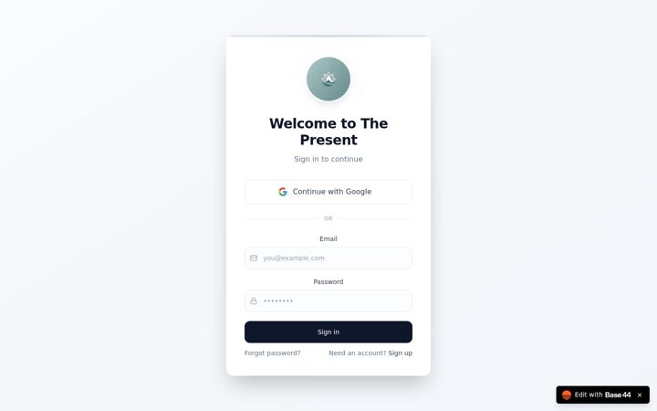 Screenshot van app--the-present-3ac7fa8f.base44.app