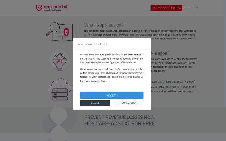 Snímek obrazovky app-ads-txt.com