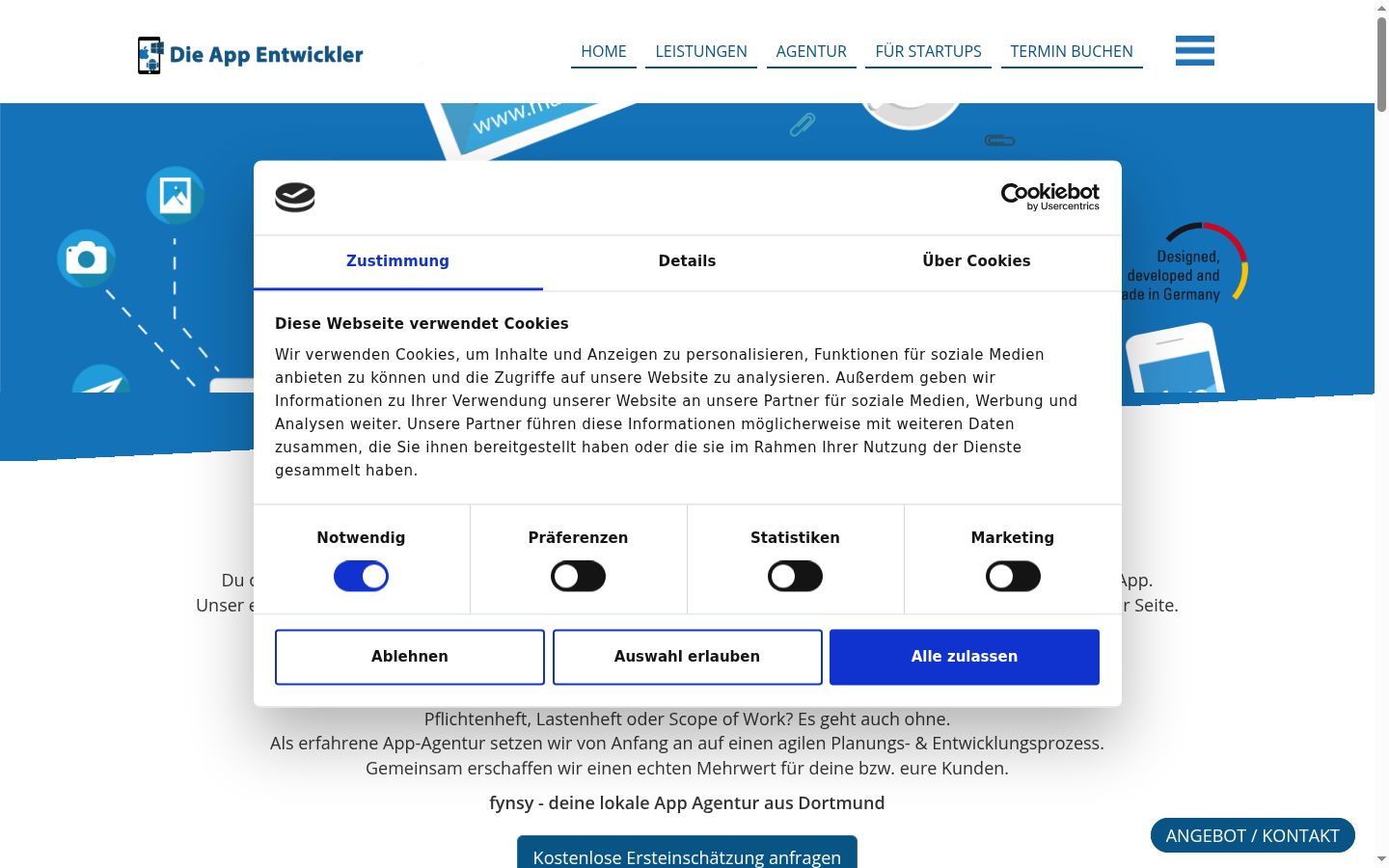 Screenshot του banner συγκατάθεσης που εμφανίστηκε πριν από οποιαδήποτε αλληλεπίδραση