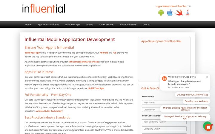 Snímek obrazovky app-development-influential.com