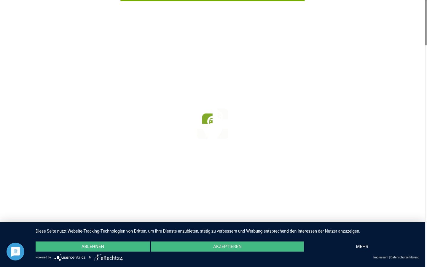 Screenshot des Einwilligungsbanners vor jeglicher Interaktion