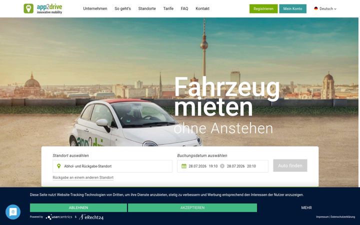 Snímek obrazovky app2drive.com