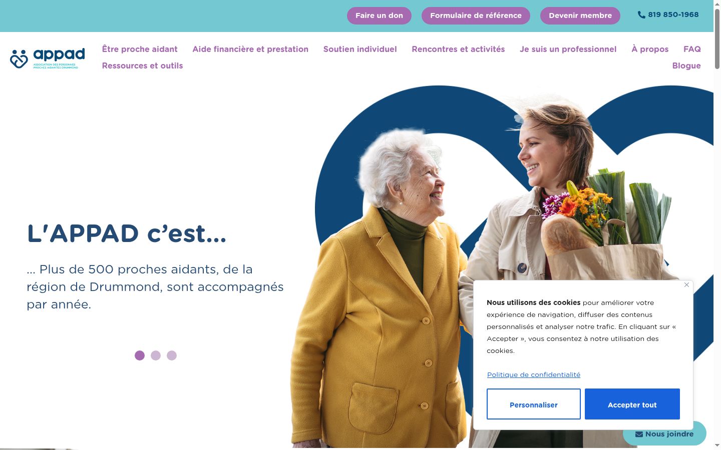 Screenshot of the consent banner shown before any interaction