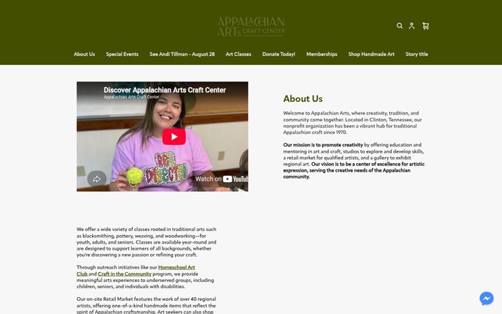 Screenshot of appalachianarts.net