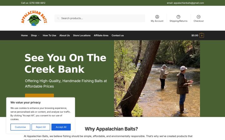 Snímek obrazovky appalachianbaits.com