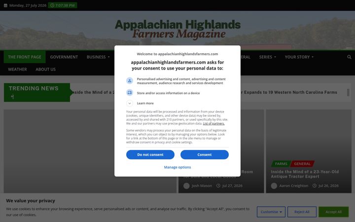 Snímek obrazovky appalachianhighlandsfarmers.com