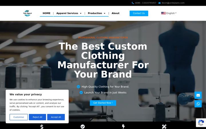 Screenshot ta' apparel-factory.cn