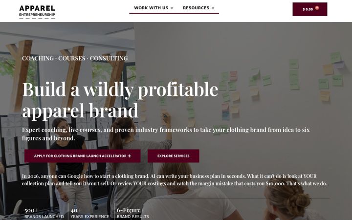 Screenshot di apparelentrepreneurship.com