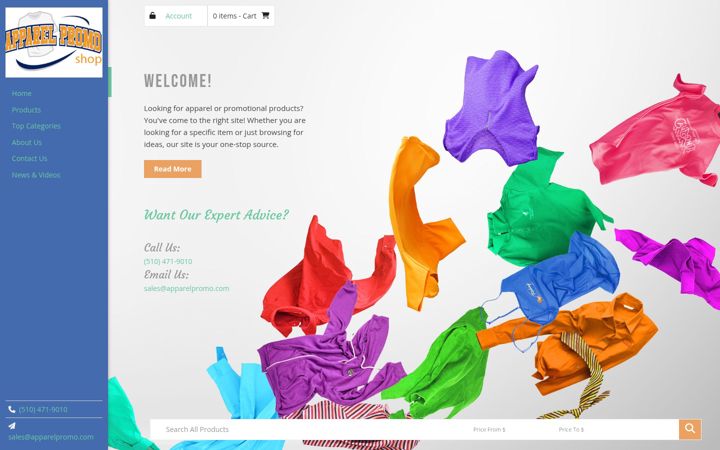 Screenshot di apparelpromoshop.com