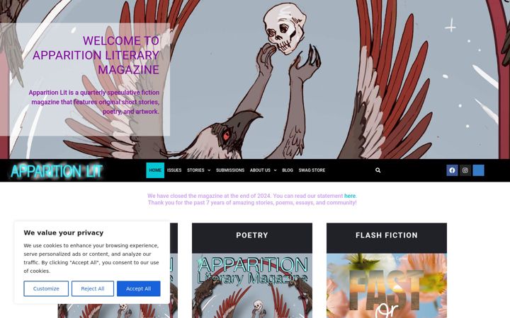 Screenshot of apparitionlit.com