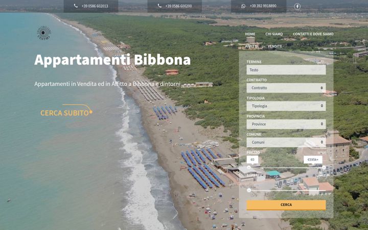 Screenshot stránky appartamenti-bibbona.com