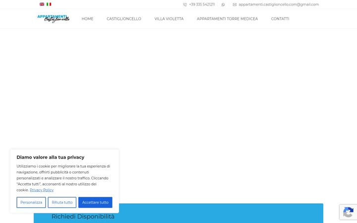 Screenshot stránky appartamenticastiglioncello.com