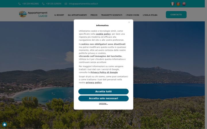 Screenshot of appartamentilucaelba.it