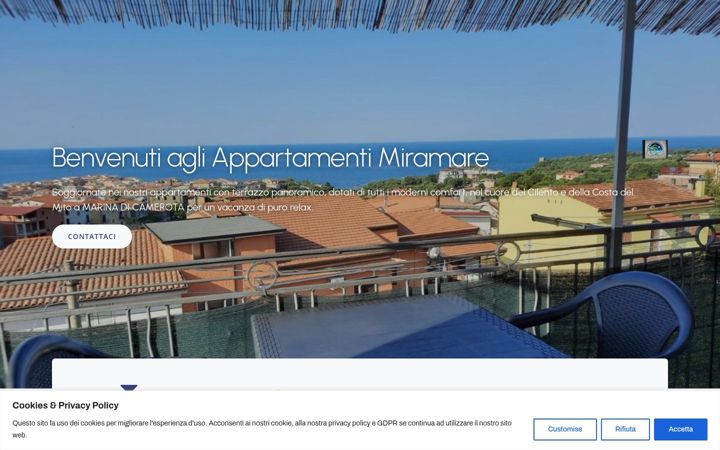 Screenshot of appartamentimiramarecamerota.it
