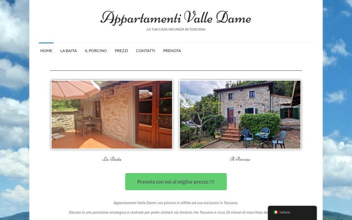 Screenshot von appartamentivalledame.it