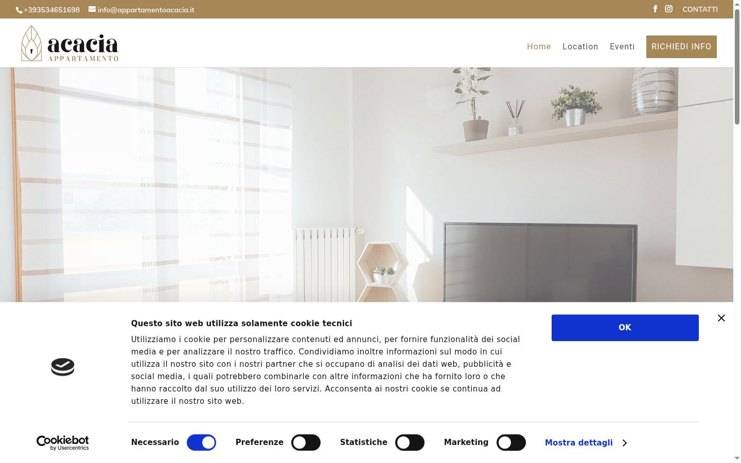 Captura de ecrã do banner de consentimento apresentado antes de qualquer interação