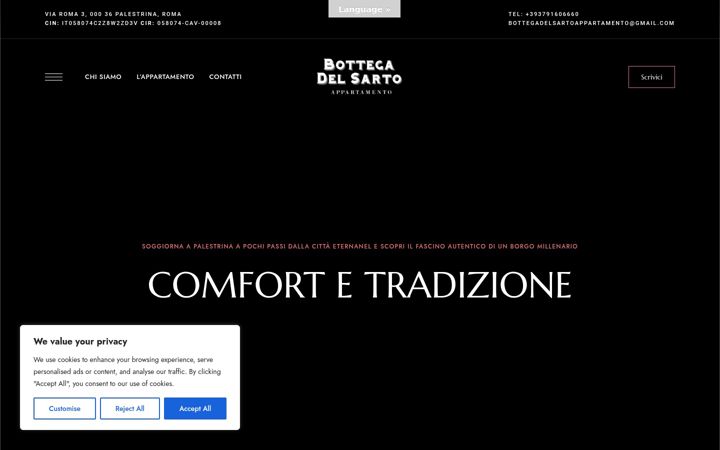 Zrzut ekranu appartamentolabottegadelsarto.it