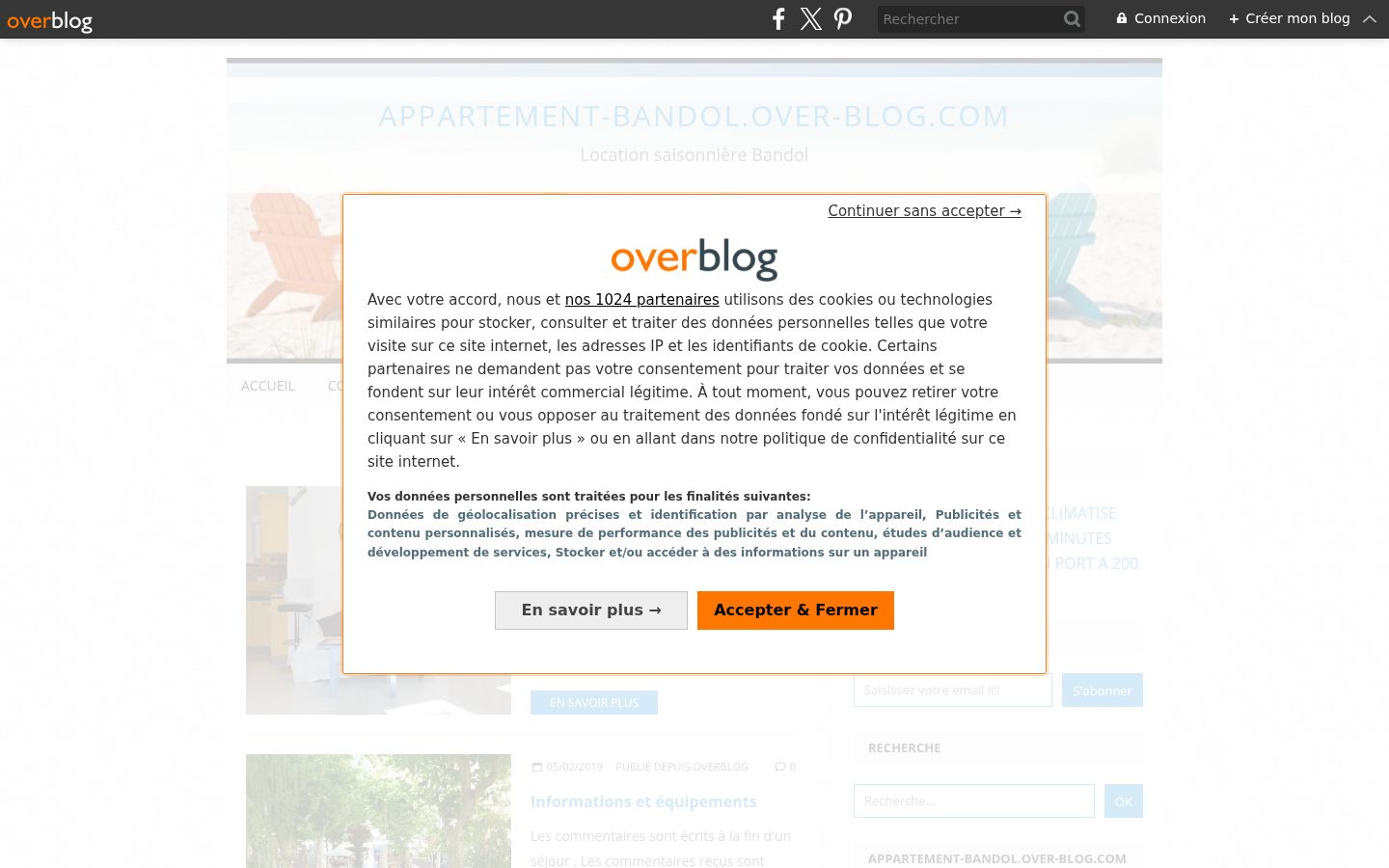 Screenshot del banner di consenso mostrato prima di qualsiasi interazione
