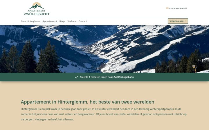 Screenshot of appartement-hinterglemm.nl