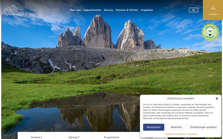 Screenshot di appartement-huber.com