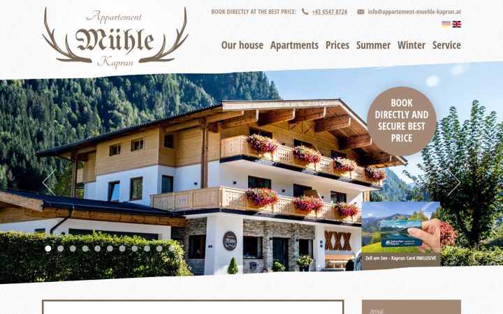 Skärmbild av appartement-muehle-kaprun.at