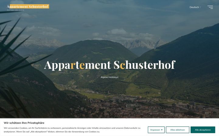 Screenshot of appartement-schusterhof.eu