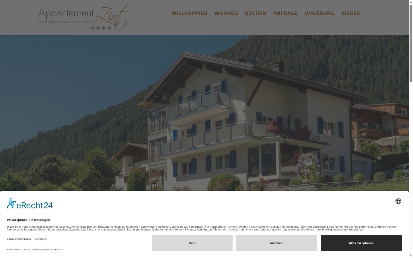 Screenshot of the consent banner shown before any interaction