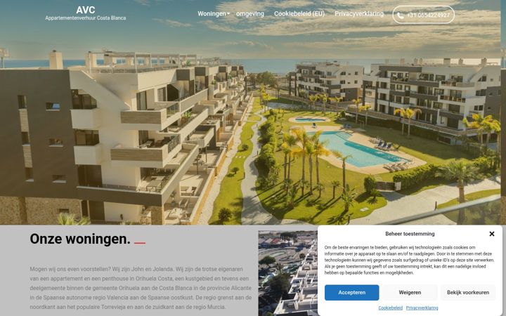 Screenshot ta' appartementenverhuur-costa-blanca.nl
