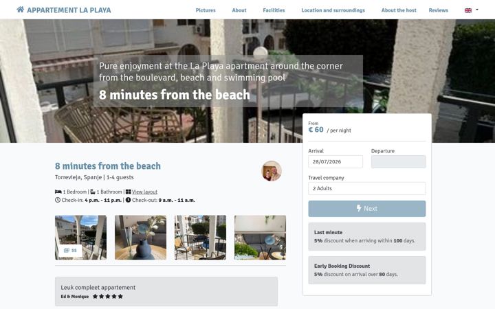 Screenshot of appartementlaplaya.nl