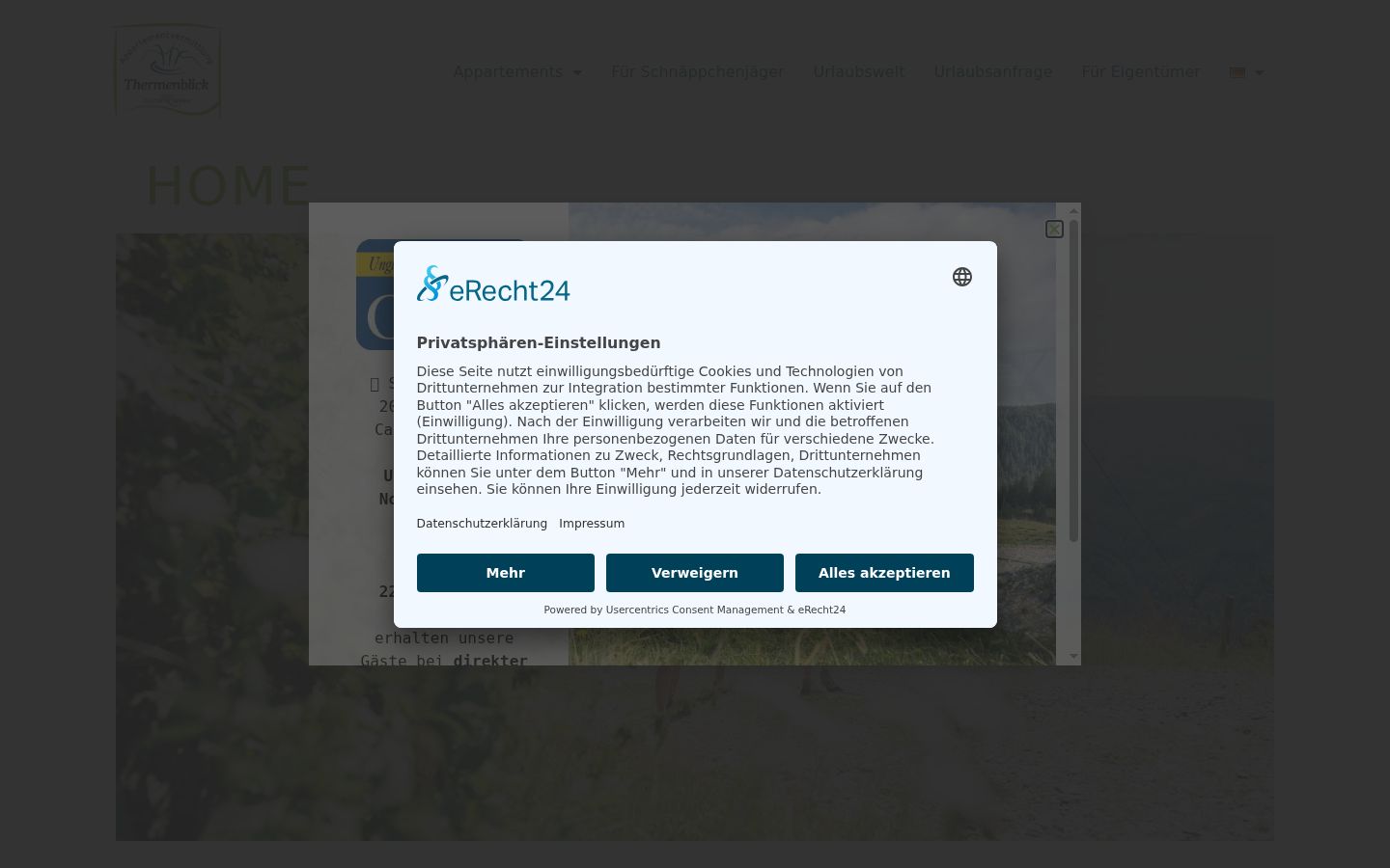 Snimka zaslona bannera za privolu prikazanog prije bilo kakve interakcije