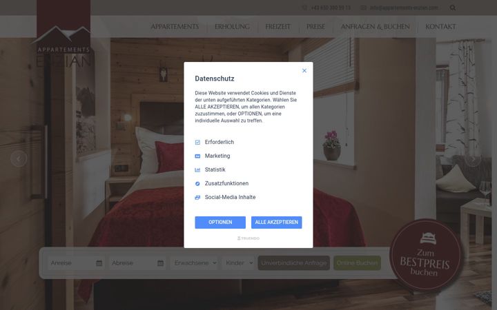 Screenshot του appartements-enzian.com