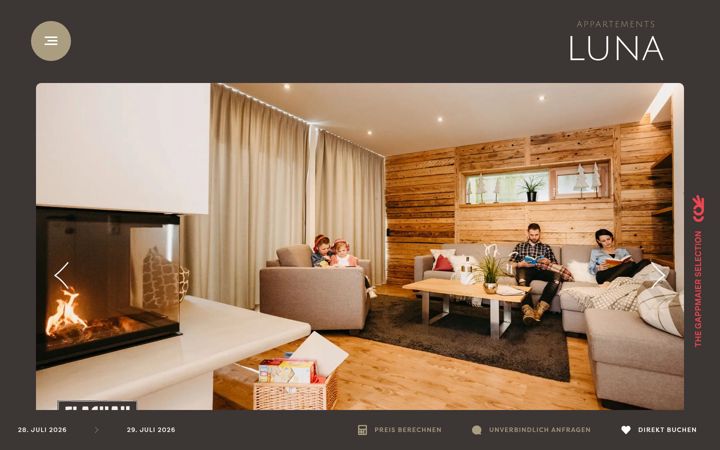 Screenshot of appartements-luna.at