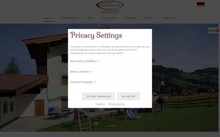 Screenshot of appartements-obermanharthof.at
