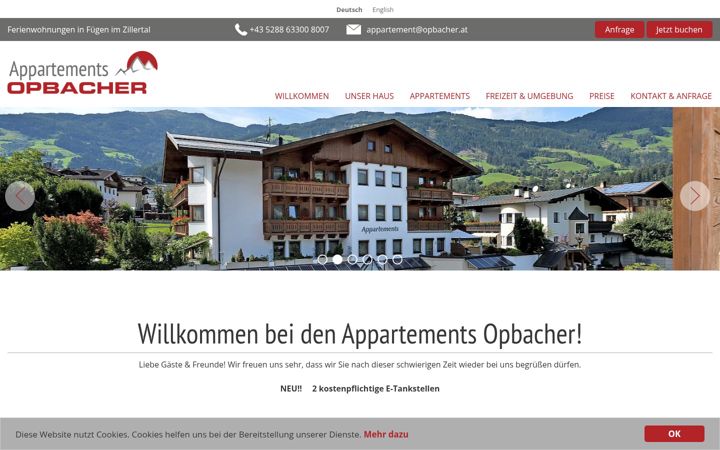 Screenshot of appartements-opbacher.at