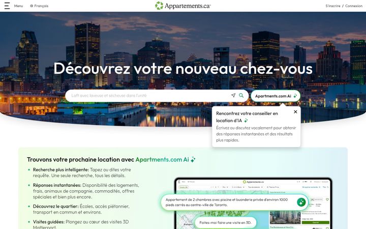 Screenshot of appartements.ca
