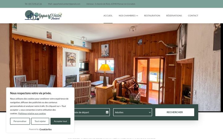 Screenshot of apparthotel-ambert.fr