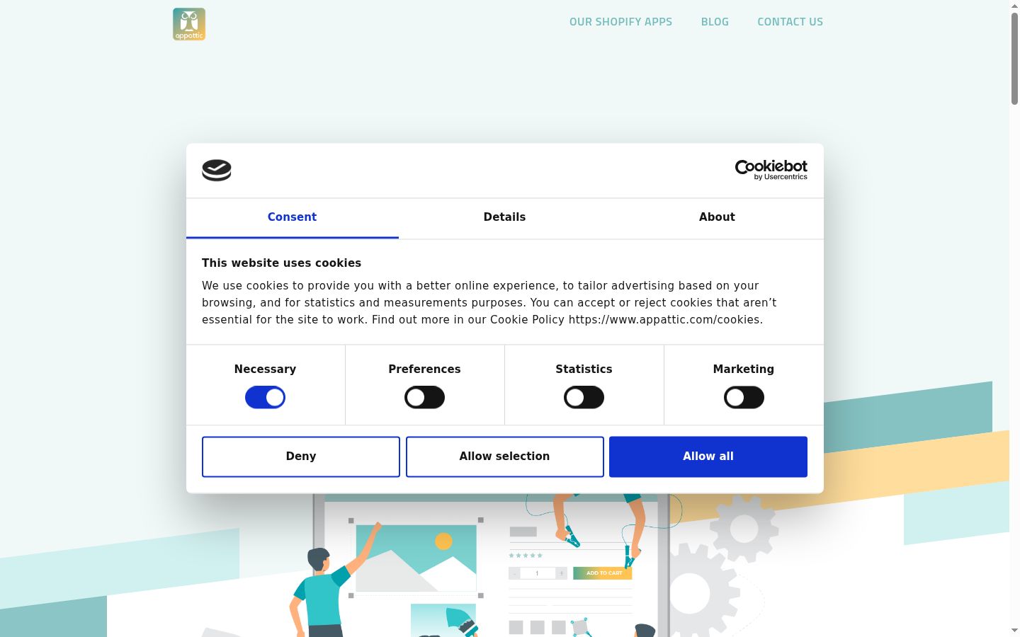 Screenshot of the consent banner shown before any interaction