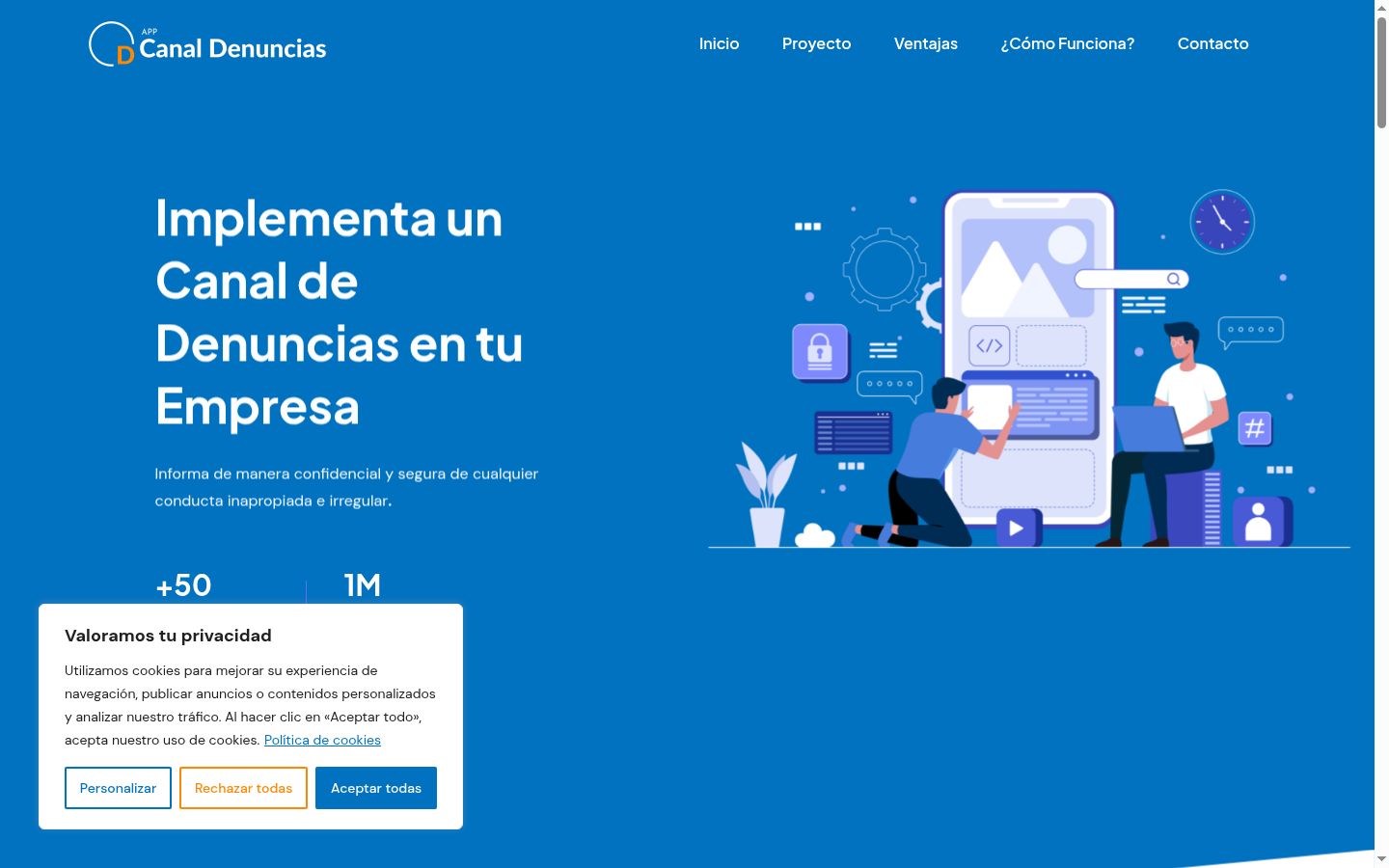Capture d'écran de la bannière de consentement affichée avant toute interaction
