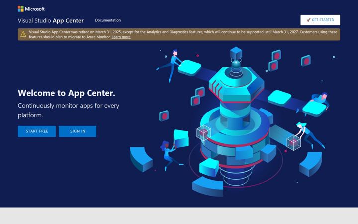 Skjámynd af appcenter.ms