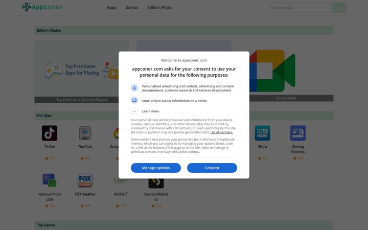 Screenshot of appconer.com
